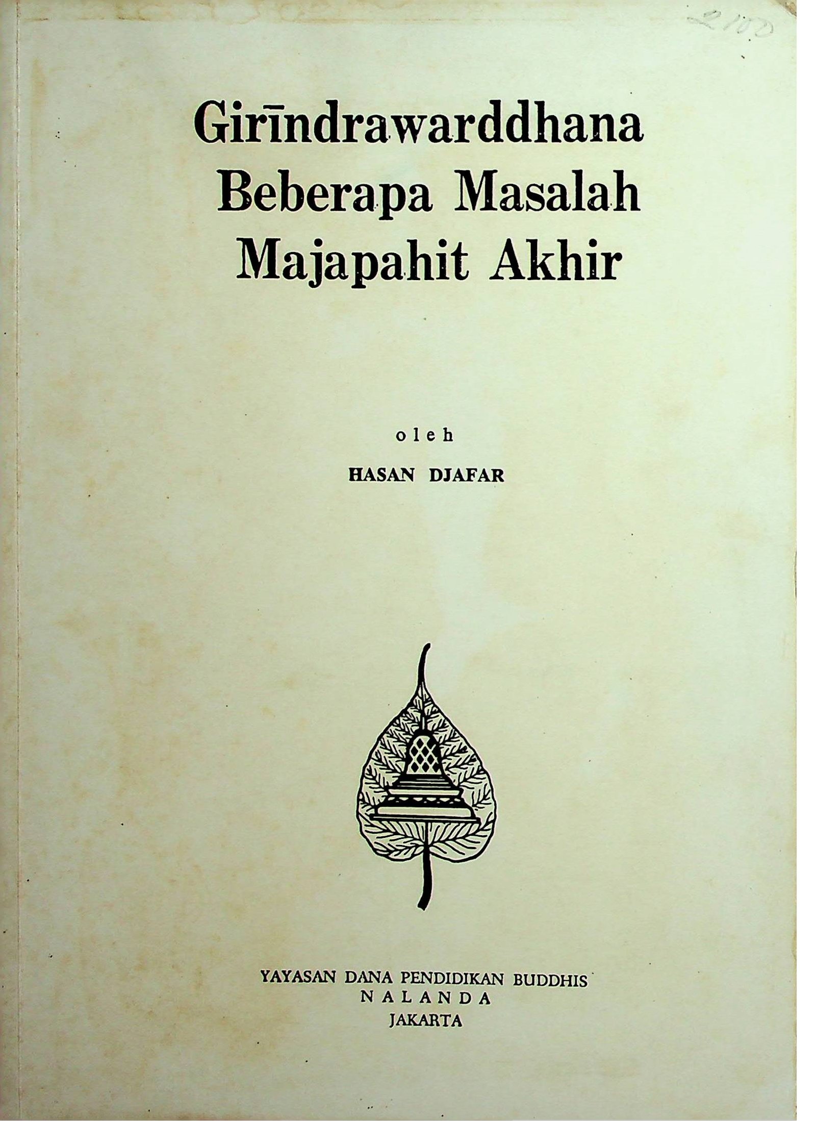 Cover Girindrawarddhana :  Beberapa Masalah Majapahit Akhir / Hasan Djafar (Penulis);