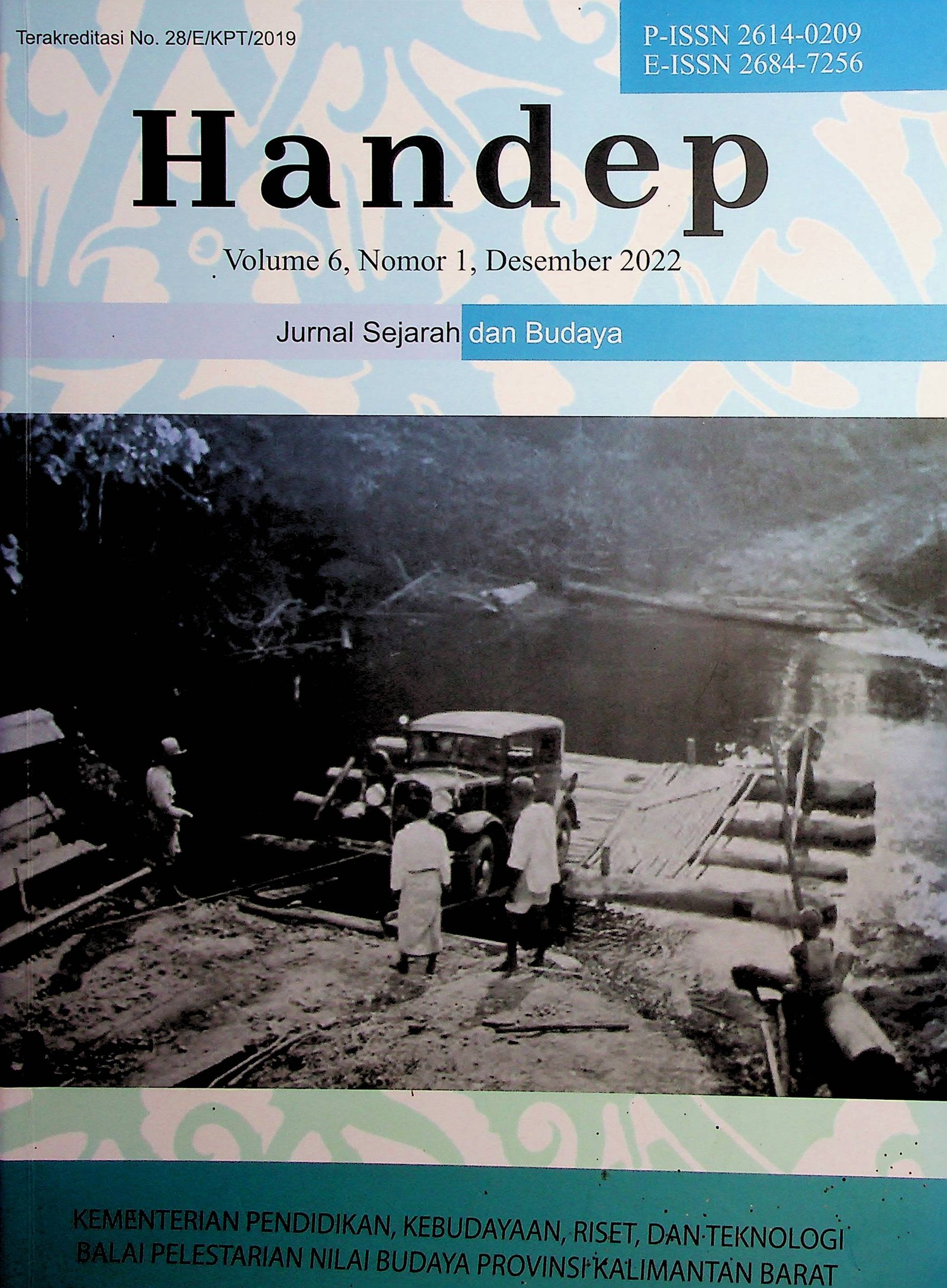 Cover Handep (Volume 6, Nomor 1, Desember 2022) :  Jurnal Sejarah dan Budaya / Balai Pelestarian Nilai Budaya Provinsi Kalimantan Barat