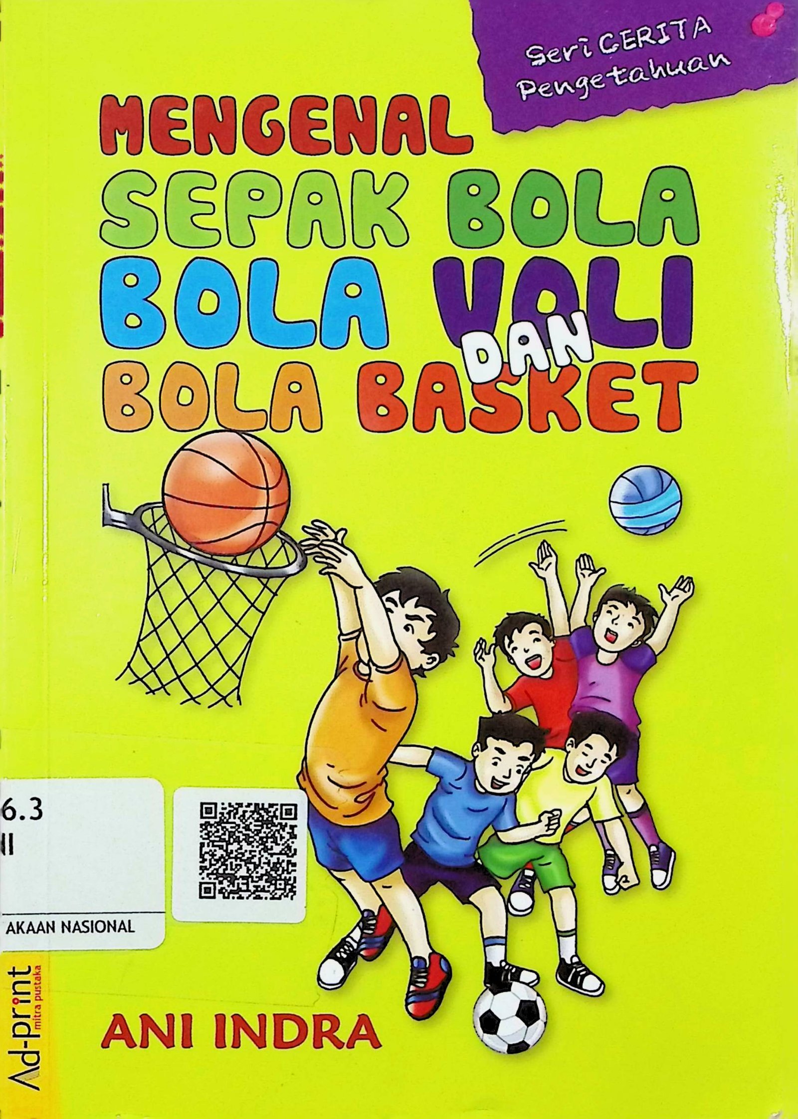 Cover Mengenal Sepak Bola, Bola Voli dan Bola Basket / Ani Indra (Penulis); Isnaeni (Ilustrasi)